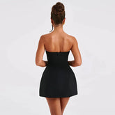 Strapless Backless Fashion With Zipper Off-Shoulder Sleeveless A-Line Bodycon Club Party Mini Dress